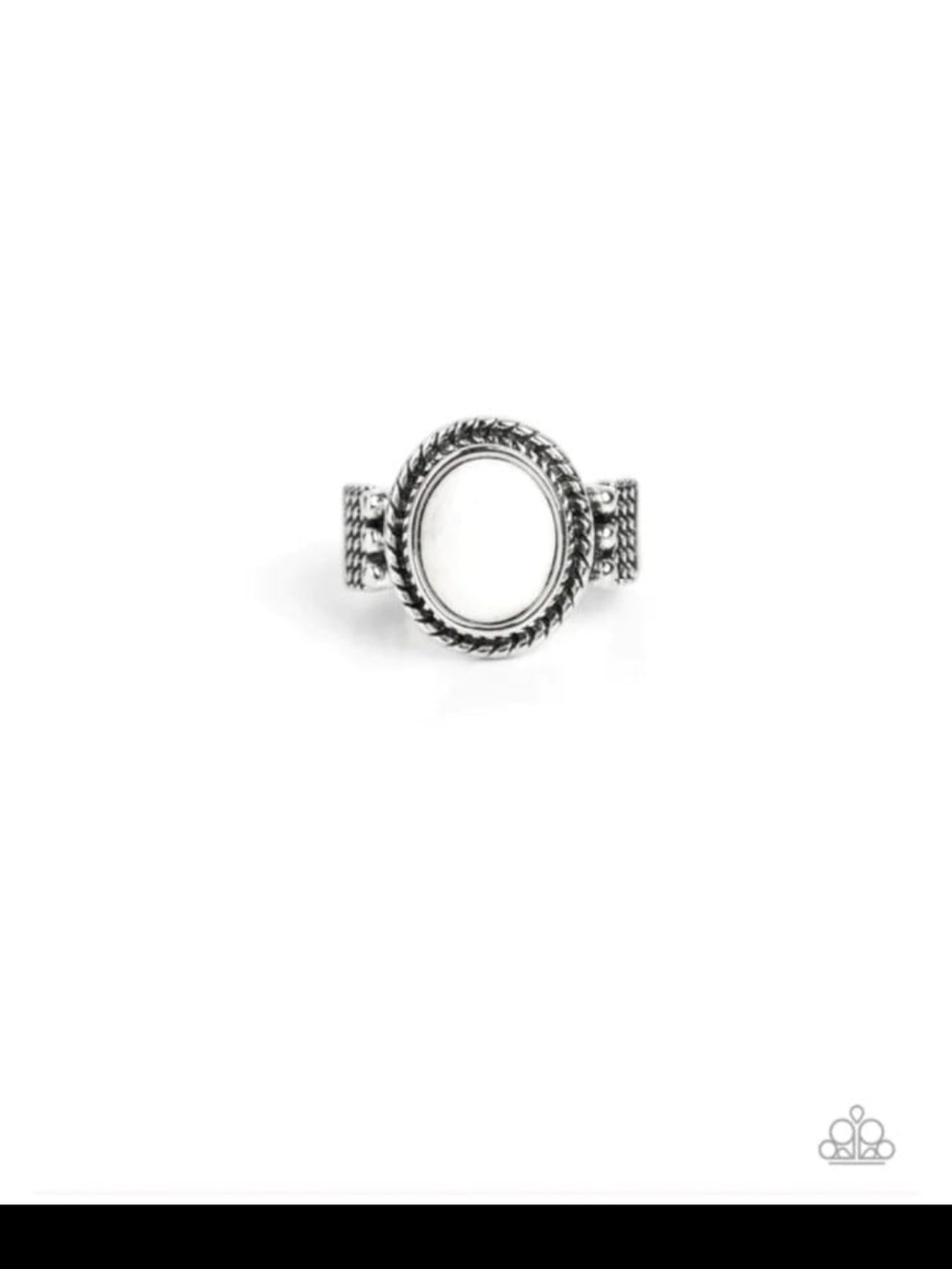 Ranch Ready Paparazzi Silver-Tone Ring with White Oval Center